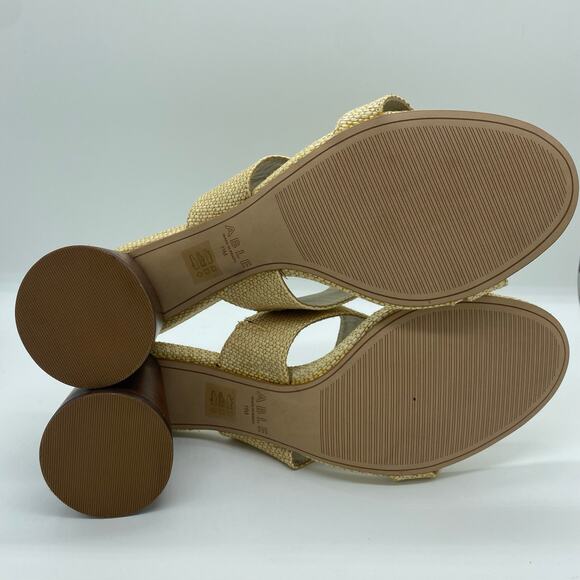 ABLE Jones Heel Straw Brown Sandal Heels Pumps Preppy Minimalist Women's size 11 - Picture 7 of 10